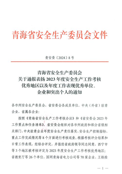 喜報(bào)！2023年度安全生產(chǎn)工作優(yōu)秀企業(yè)和突出個(gè)人名單揭曉！